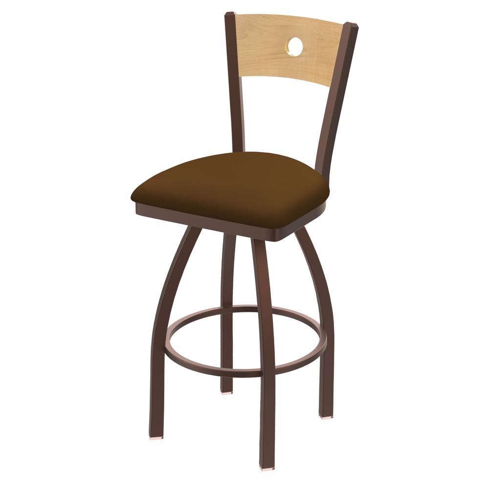 830 Voltaire 36" Swivel Counter Stool with Bronze Finish, Natural Back, and Canter Thatch Seat. Picture 1