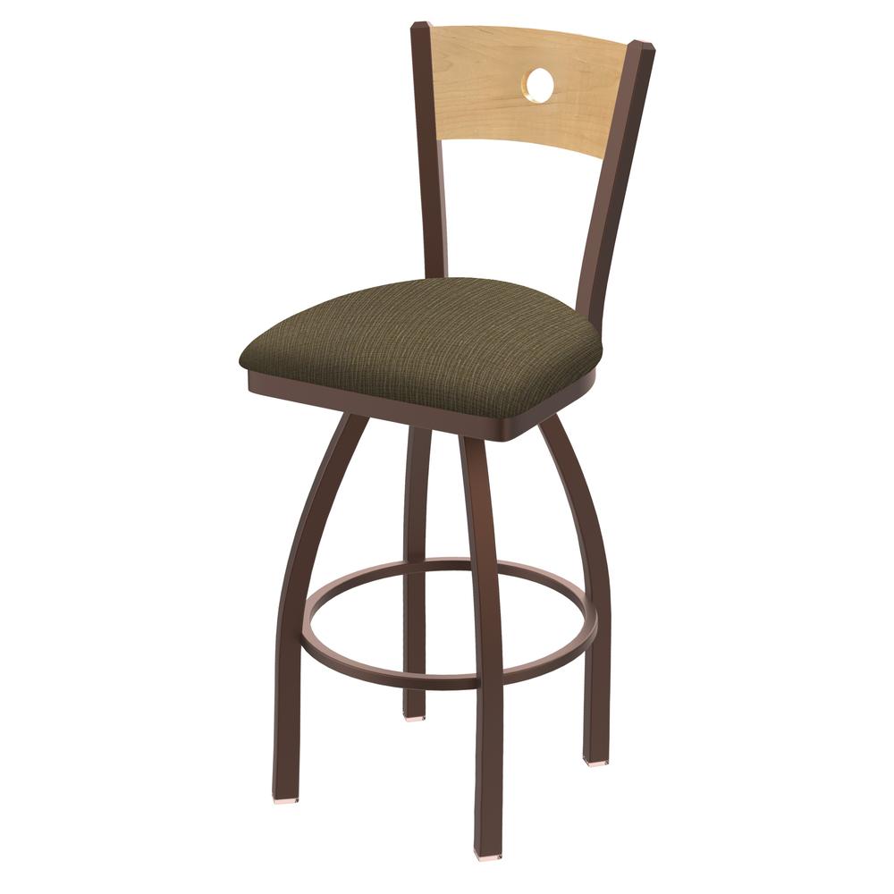 830 Voltaire 36" Swivel Counter Stool with Bronze Finish, Natural Back, and Graph Cork Seat. Picture 1