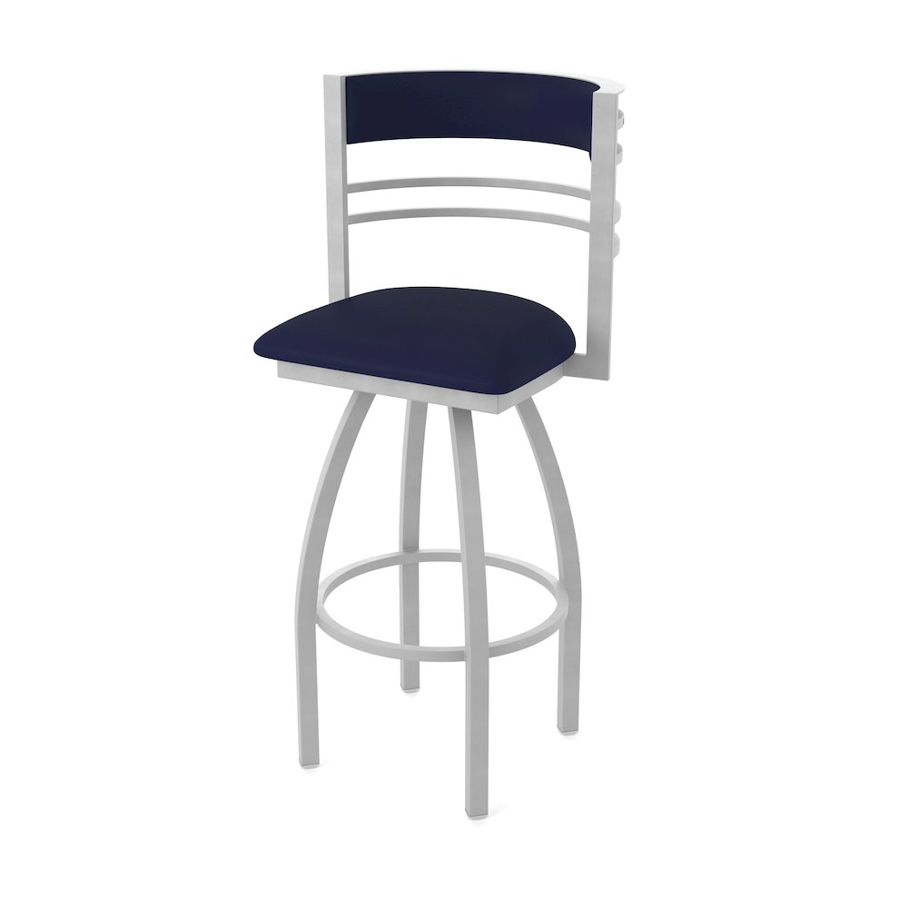 Swivel Bar Stool with Anodized Nickel Finish and Canter Twilight Seat and Back. Picture 1