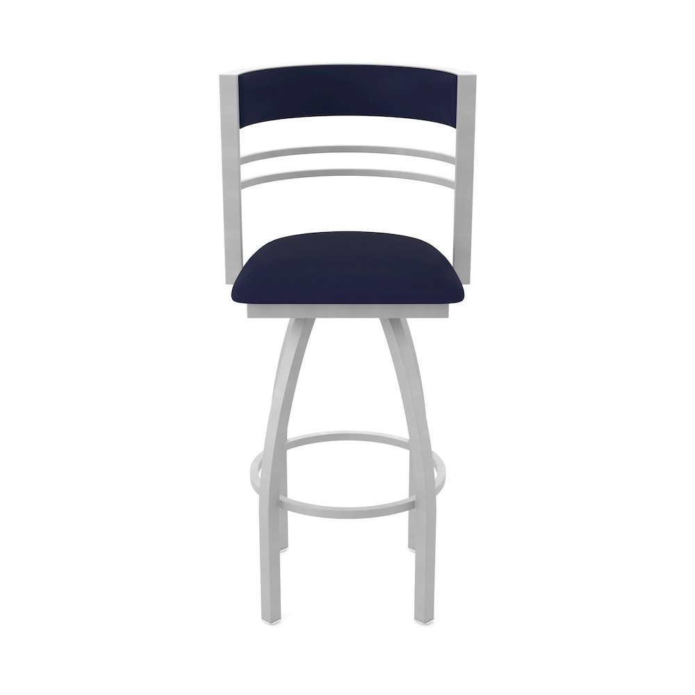 Swivel Bar Stool with Anodized Nickel Finish and Canter Twilight Seat and Back. Picture 5