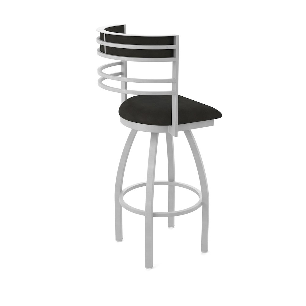 Swivel Bar Stool with Anodized Nickel Finish and Canter Espresso Seat and Back. Picture 2
