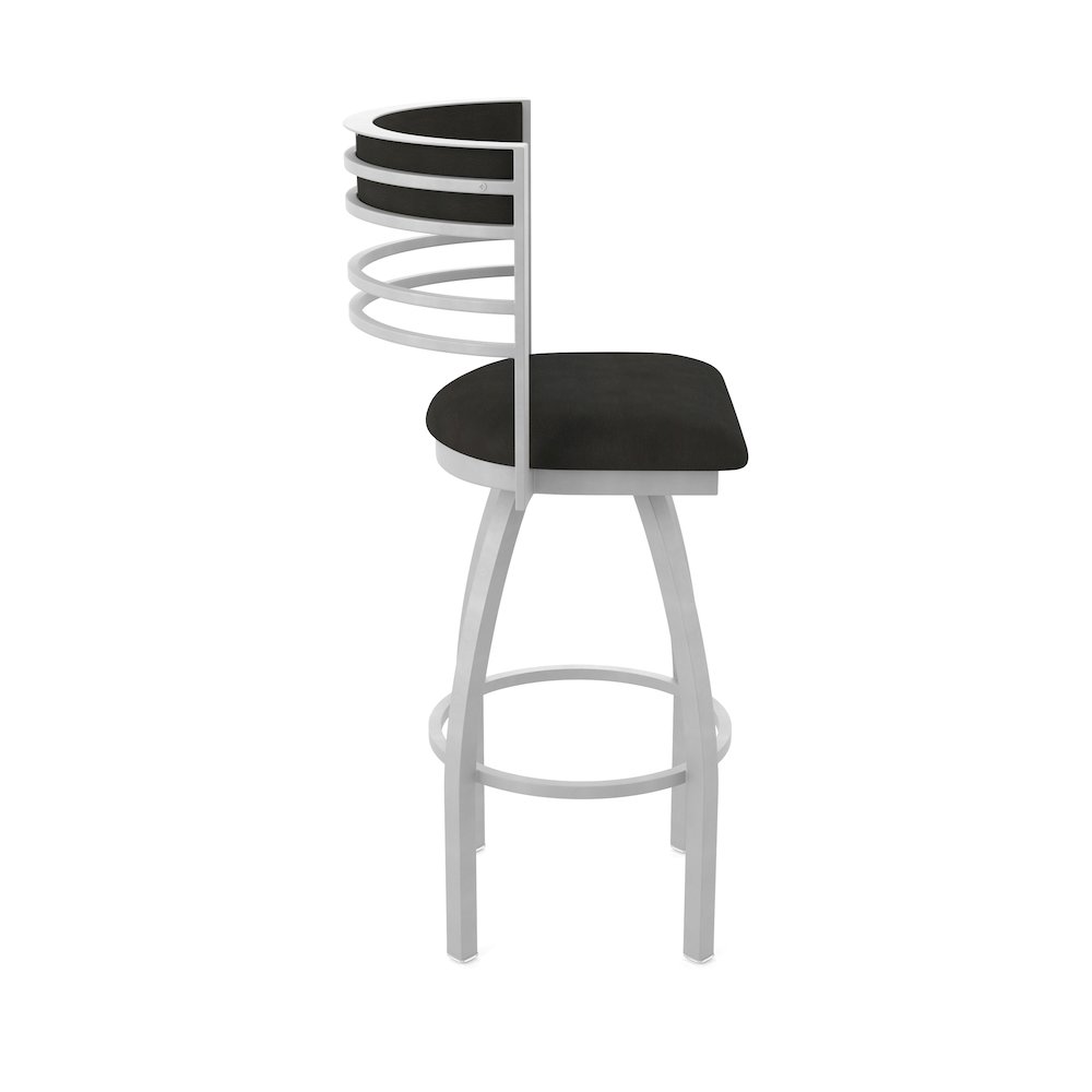 Swivel Bar Stool with Anodized Nickel Finish and Canter Espresso Seat and Back. Picture 4