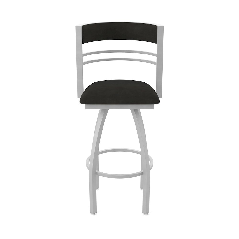 Swivel Bar Stool with Anodized Nickel Finish and Canter Espresso Seat and Back. Picture 5