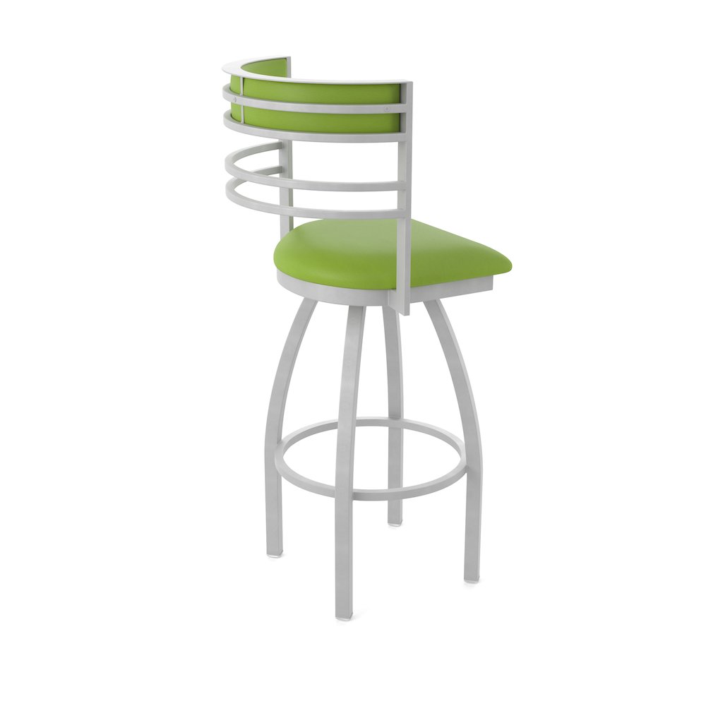 Swivel Bar Stool with Anodized Nickel Finish and Canter Kiwi Green Seat and Back. Picture 2