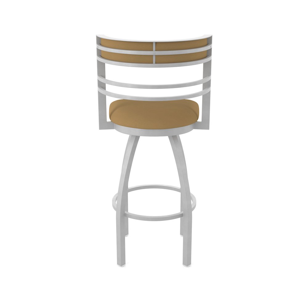 Swivel Bar Stool with Anodized Nickel Finish and Canter Saddle Seat and Back. Picture 6