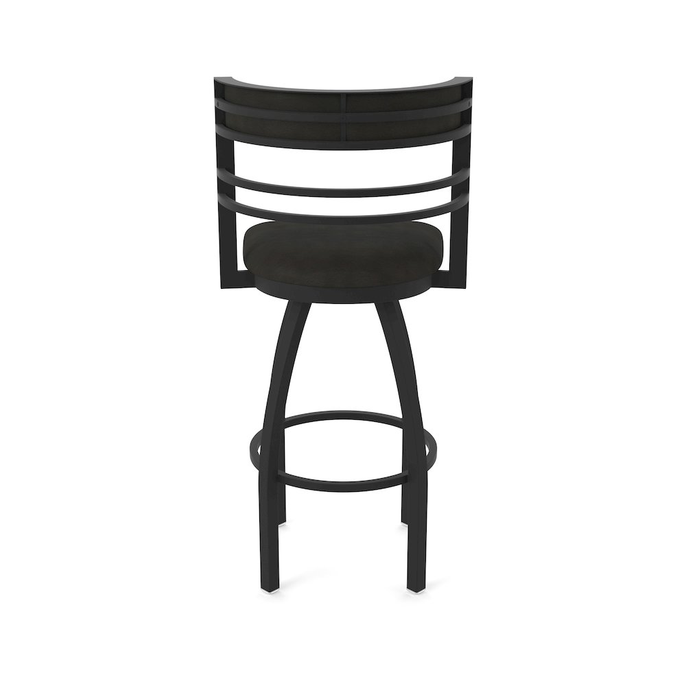 Swivel Bar Stool with Black Wrinkle Finish and Canter Espresso Seat and Back. Picture 6