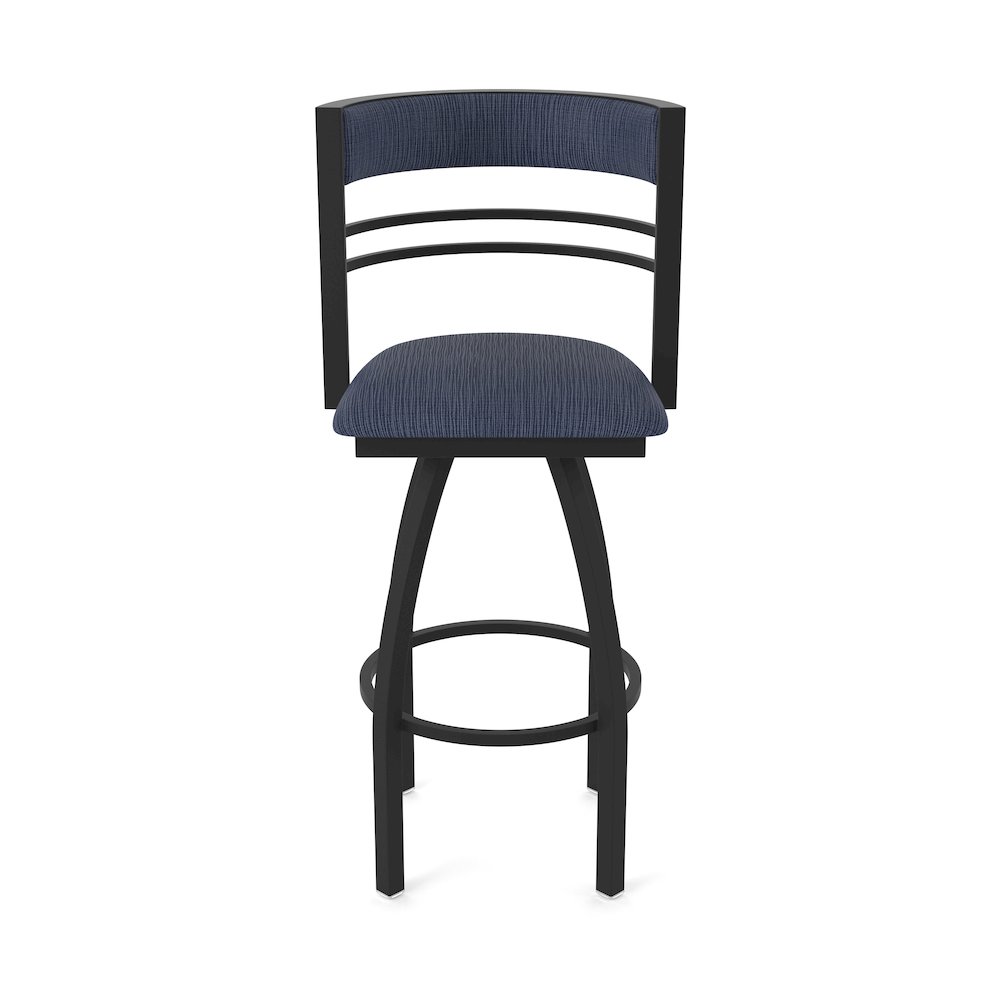 Swivel Bar Stool with Black Wrinkle Finish and Graph Anchor Seat and Back. Picture 5