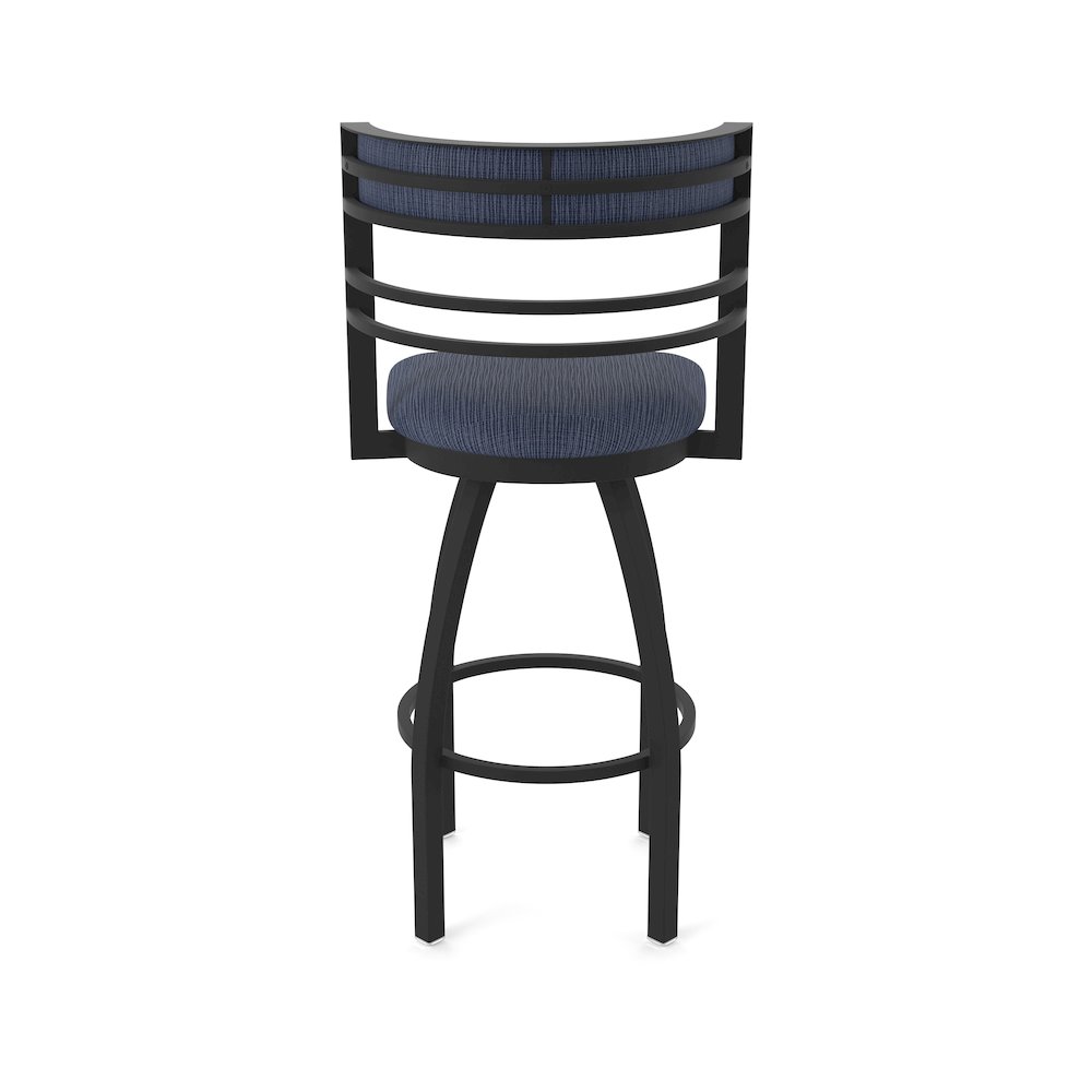 Swivel Bar Stool with Black Wrinkle Finish and Graph Anchor Seat and Back. Picture 6
