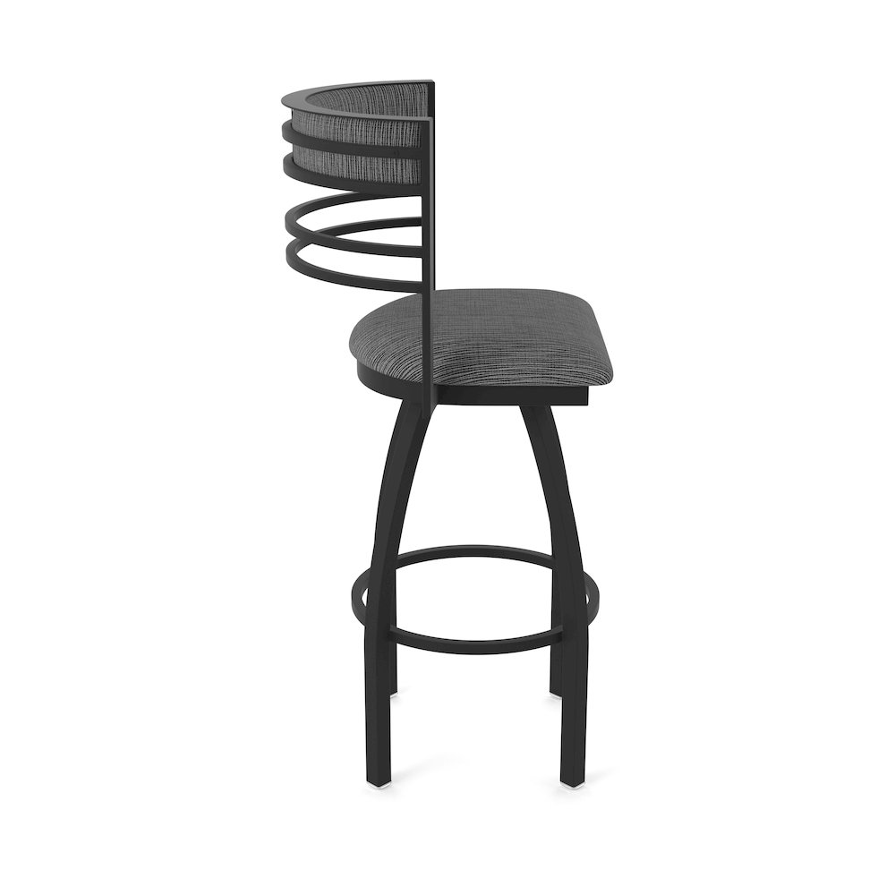 Swivel Bar Stool with Black Wrinkle Finish and Graph Coal Seat and Back. Picture 4