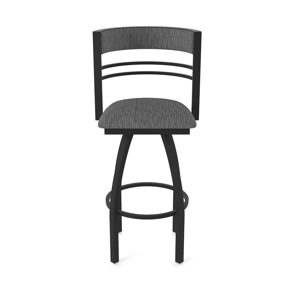 Swivel Bar Stool with Black Wrinkle Finish and Graph Coal Seat and Back. Picture 5