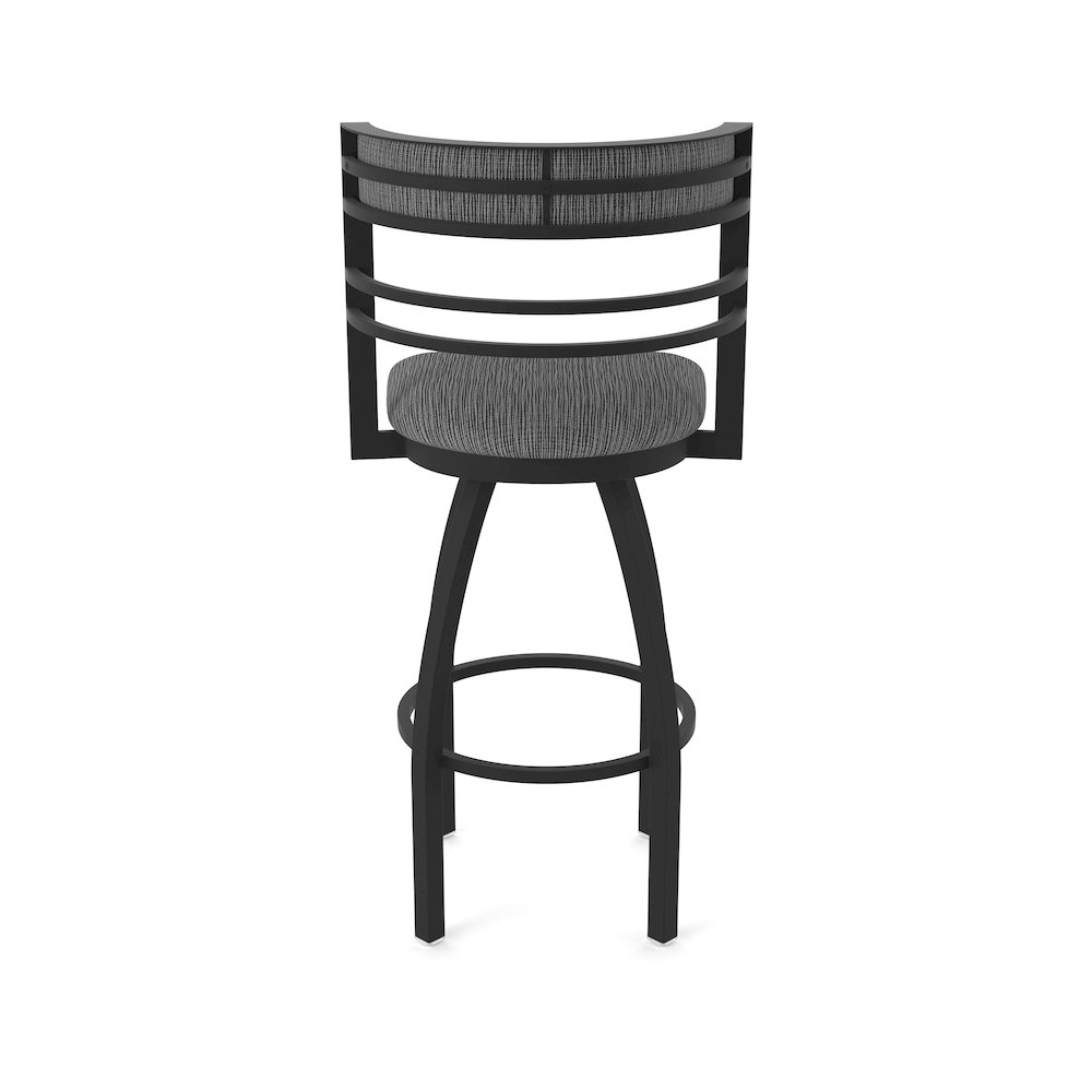 Swivel Bar Stool with Black Wrinkle Finish and Graph Coal Seat and Back. Picture 6