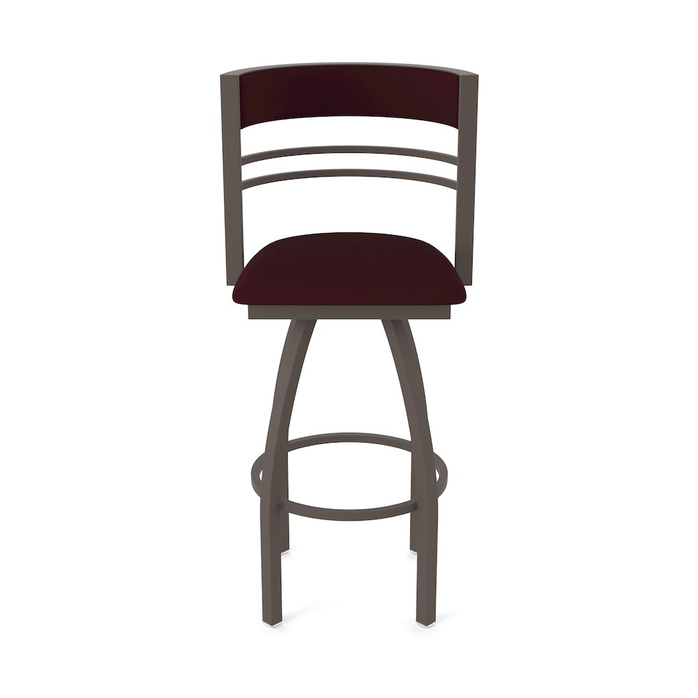 Swivel Bar Stool with Bronze Finish and Canter Bordeaux Seat and Back. Picture 5