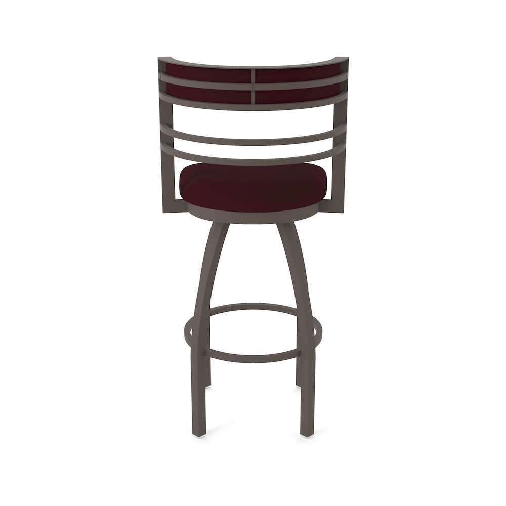 Swivel Bar Stool with Bronze Finish and Canter Bordeaux Seat and Back. Picture 6