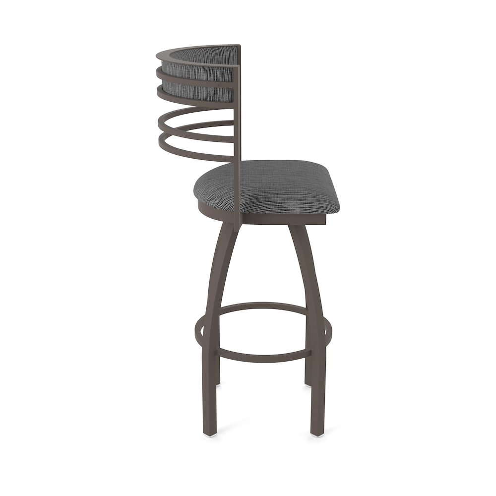 Swivel Bar Stool with Bronze Finish and Graph Coal Seat and Back. Picture 4