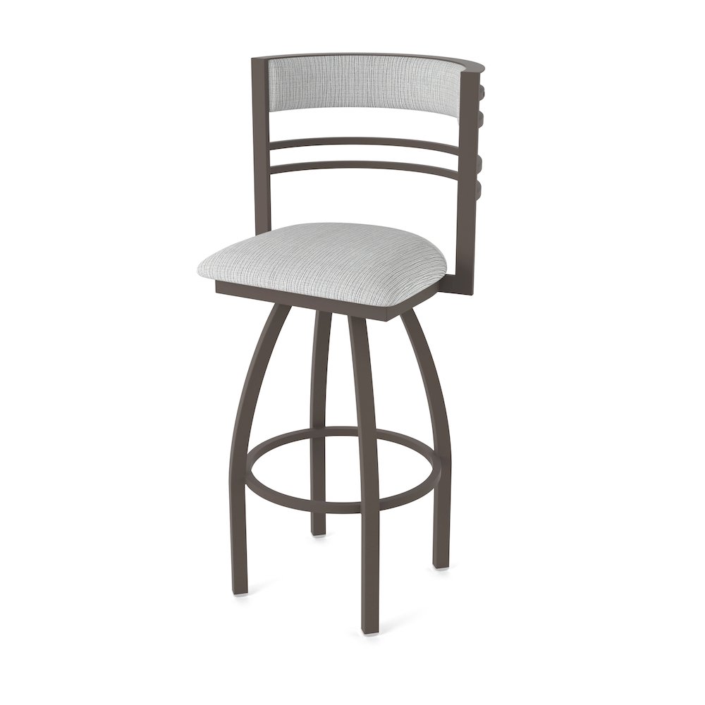 Swivel Bar Stool with Bronze Finish and Graph Alpine Seat and Back. Picture 1