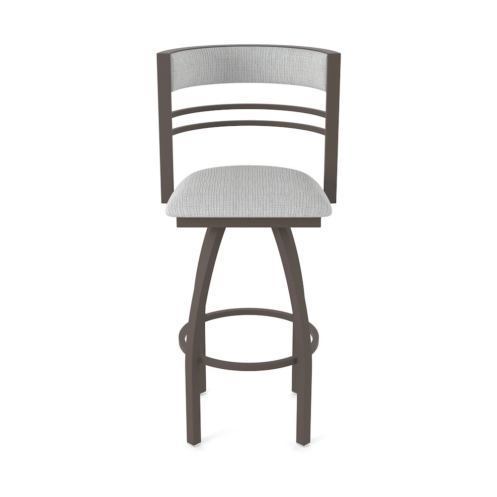 Swivel Bar Stool with Bronze Finish and Graph Alpine Seat and Back. Picture 5