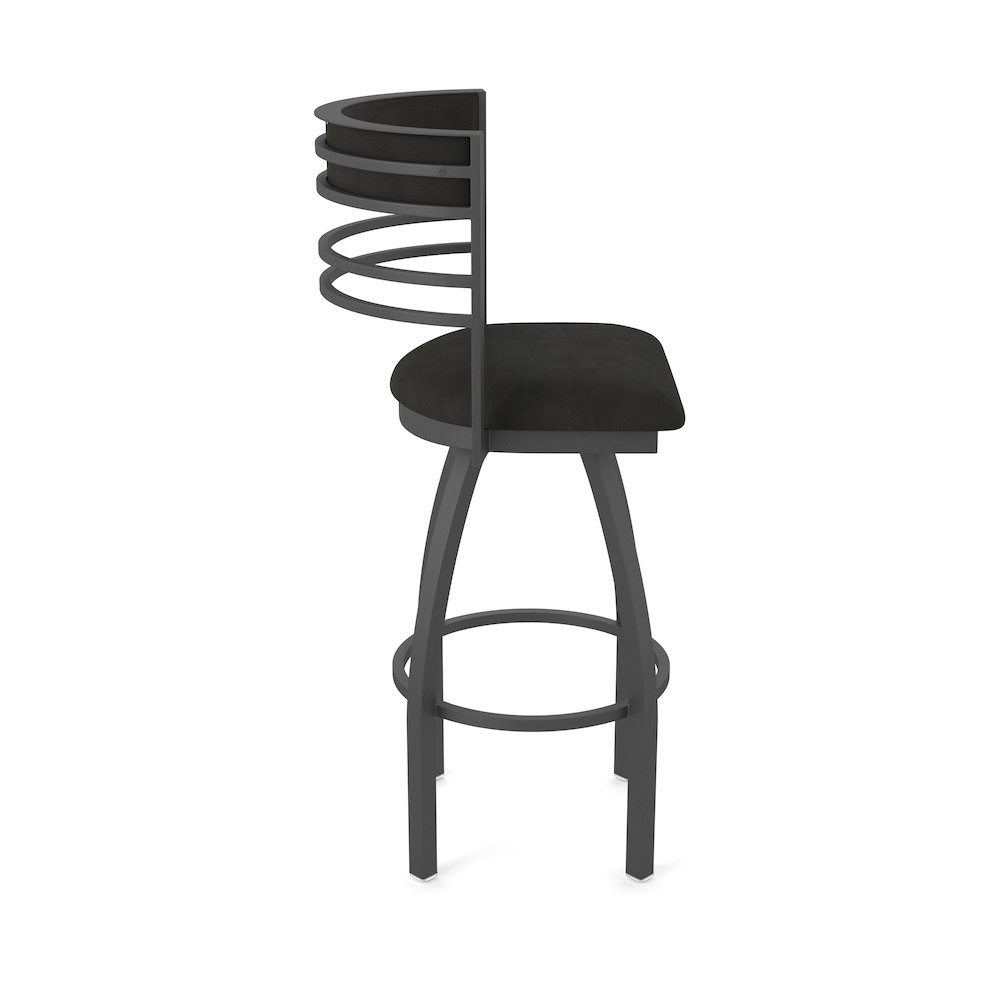 Swivel Bar Stool with Pewter Finish and Canter Espresso Seat and Back. Picture 4
