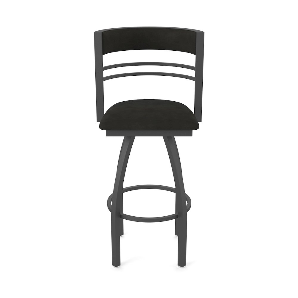 Swivel Bar Stool with Pewter Finish and Canter Espresso Seat and Back. Picture 5