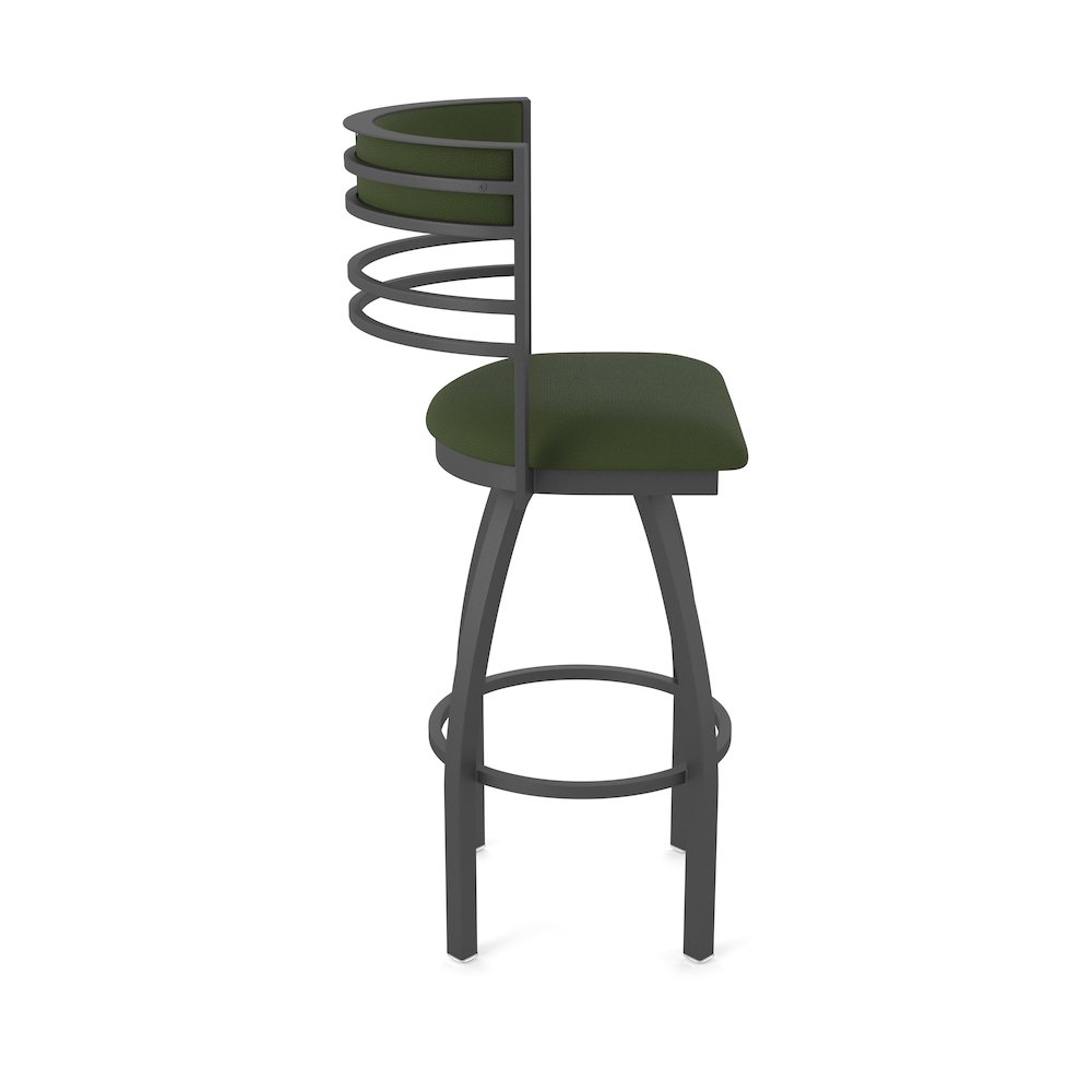 Swivel Bar Stool with Pewter Finish and Canter Pine Seat and Back. Picture 4