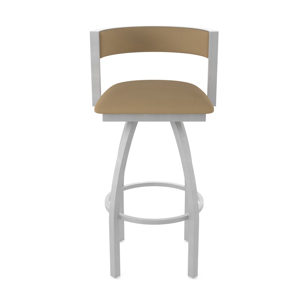 Swivel Bar Stool with Anodized Nickel Finish and Canter Sand Seat and Back. Picture 5