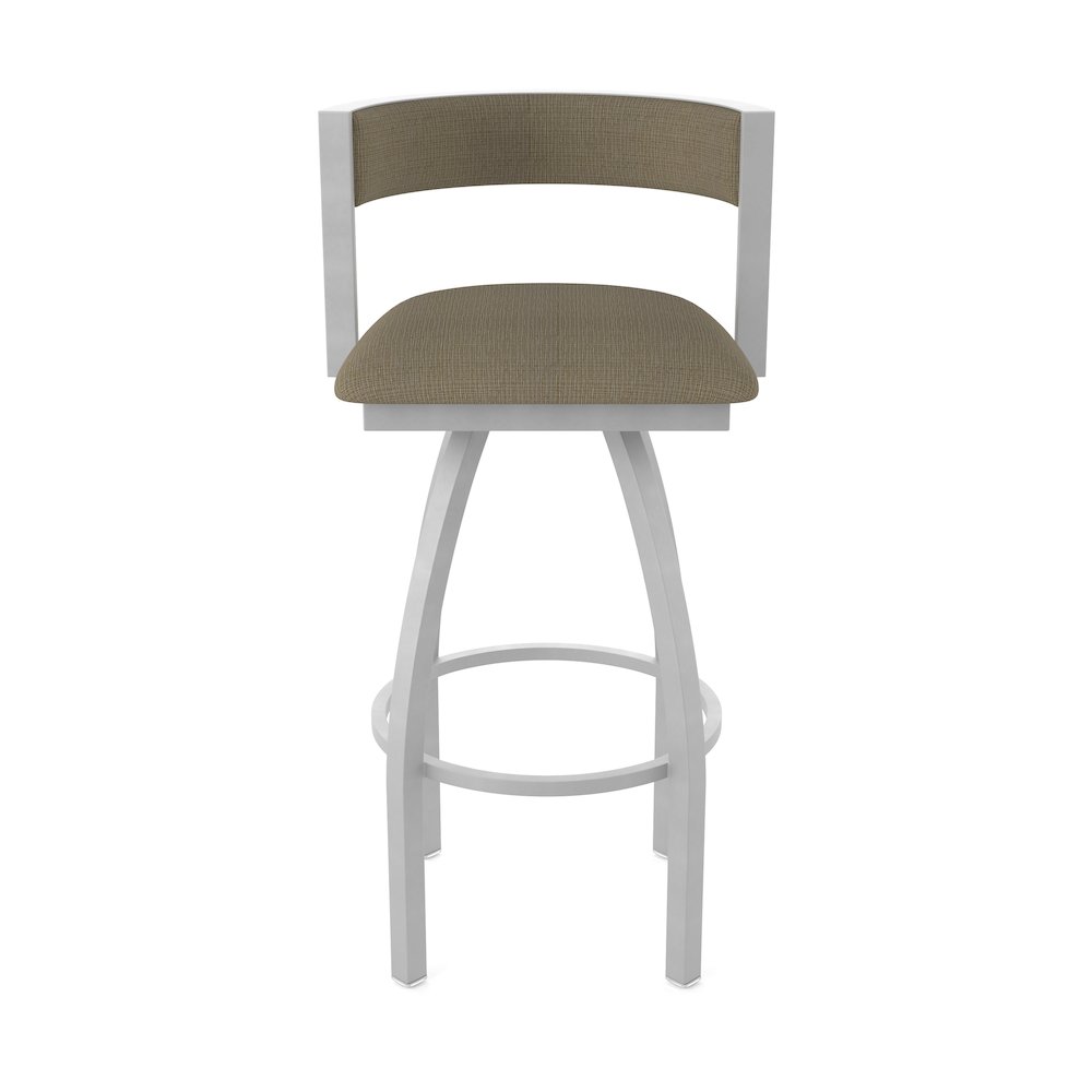 Swivel Bar Stool with Anodized Nickel Finish and Graph Cork Seat and Back. Picture 5