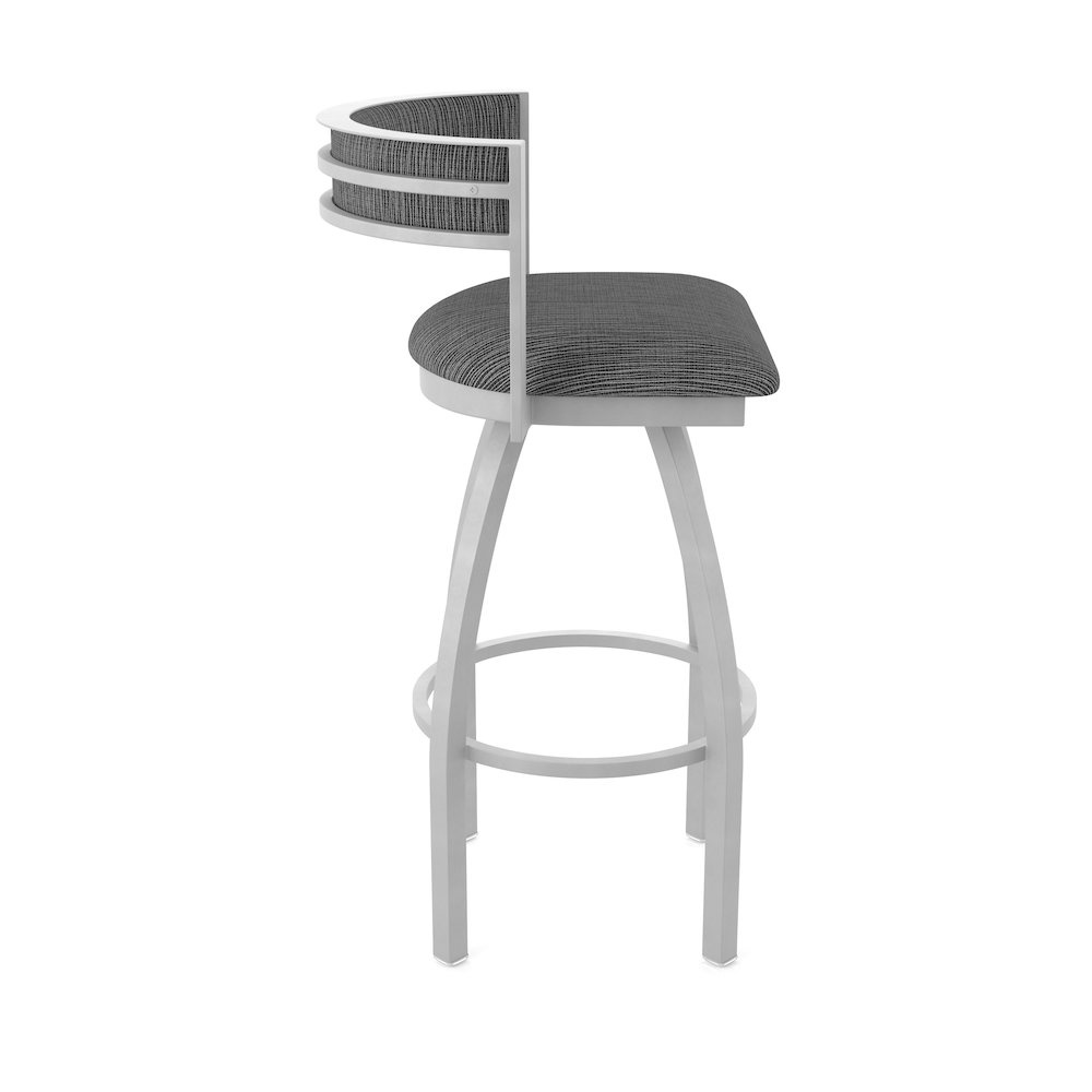 Swivel Bar Stool with Anodized Nickel Finish and Graph Coal Seat and Back. Picture 4