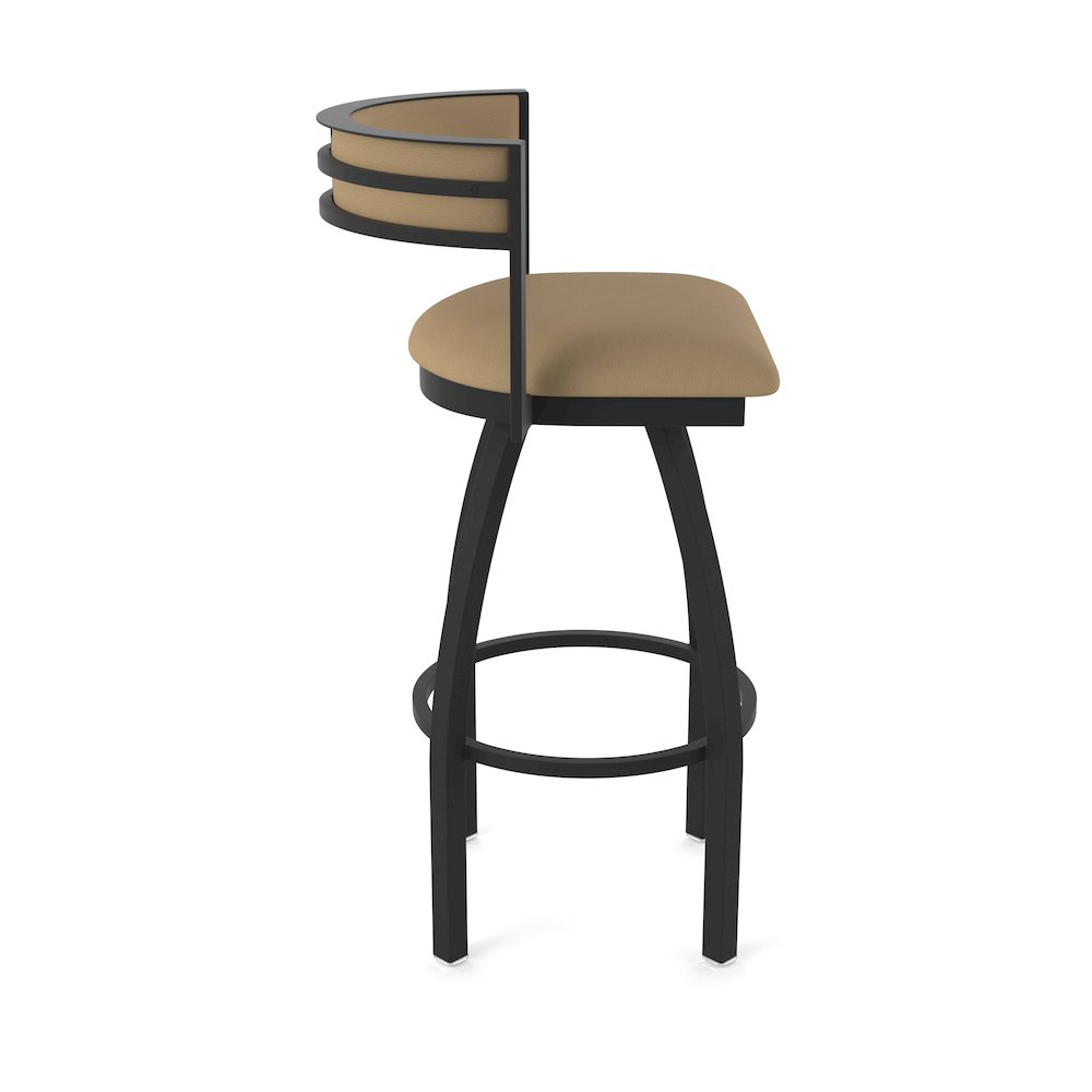 Swivel Bar Stool with Black Wrinkle Finish and Canter Sand Seat and Back. Picture 4
