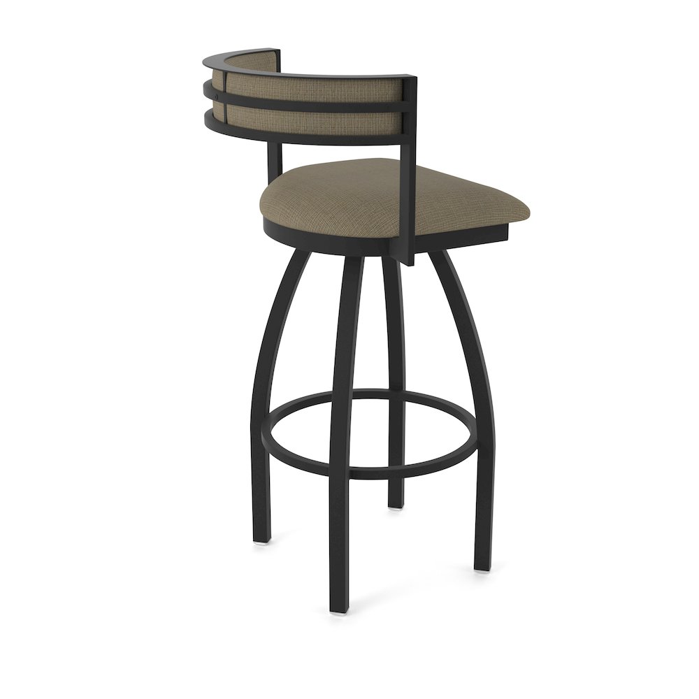 Swivel Bar Stool with Black Wrinkle Finish and Graph Cork Seat and Back. Picture 2