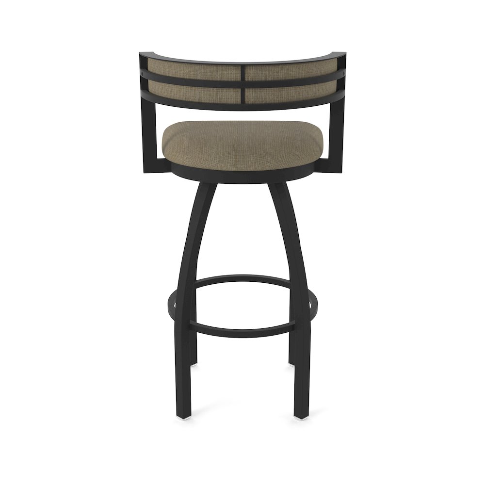 Swivel Bar Stool with Black Wrinkle Finish and Graph Cork Seat and Back. Picture 6