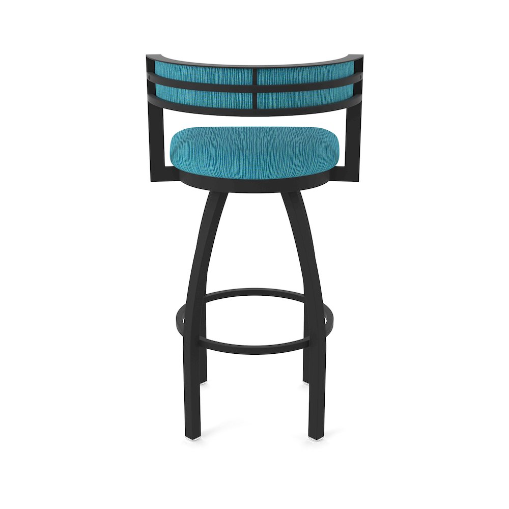 Swivel Bar Stool with Black Wrinkle Finish and Graph Tidal Seat and Back. Picture 6