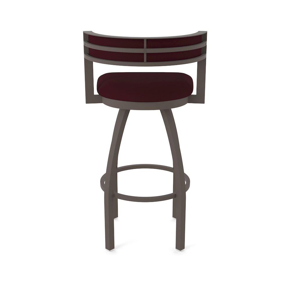 Swivel Bar Stool with Bronze Finish and Canter Bordeaux Seat and Back. Picture 6