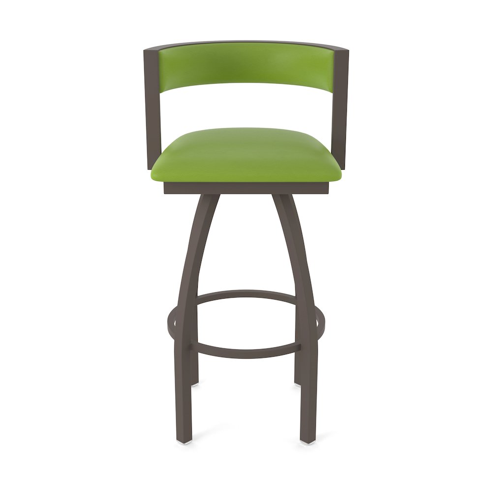 Swivel Bar Stool with Bronze Finish and Canter Kiwi Green Seat and Back. Picture 5