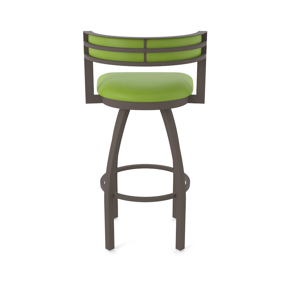 Swivel Bar Stool with Bronze Finish and Canter Kiwi Green Seat and Back. Picture 6
