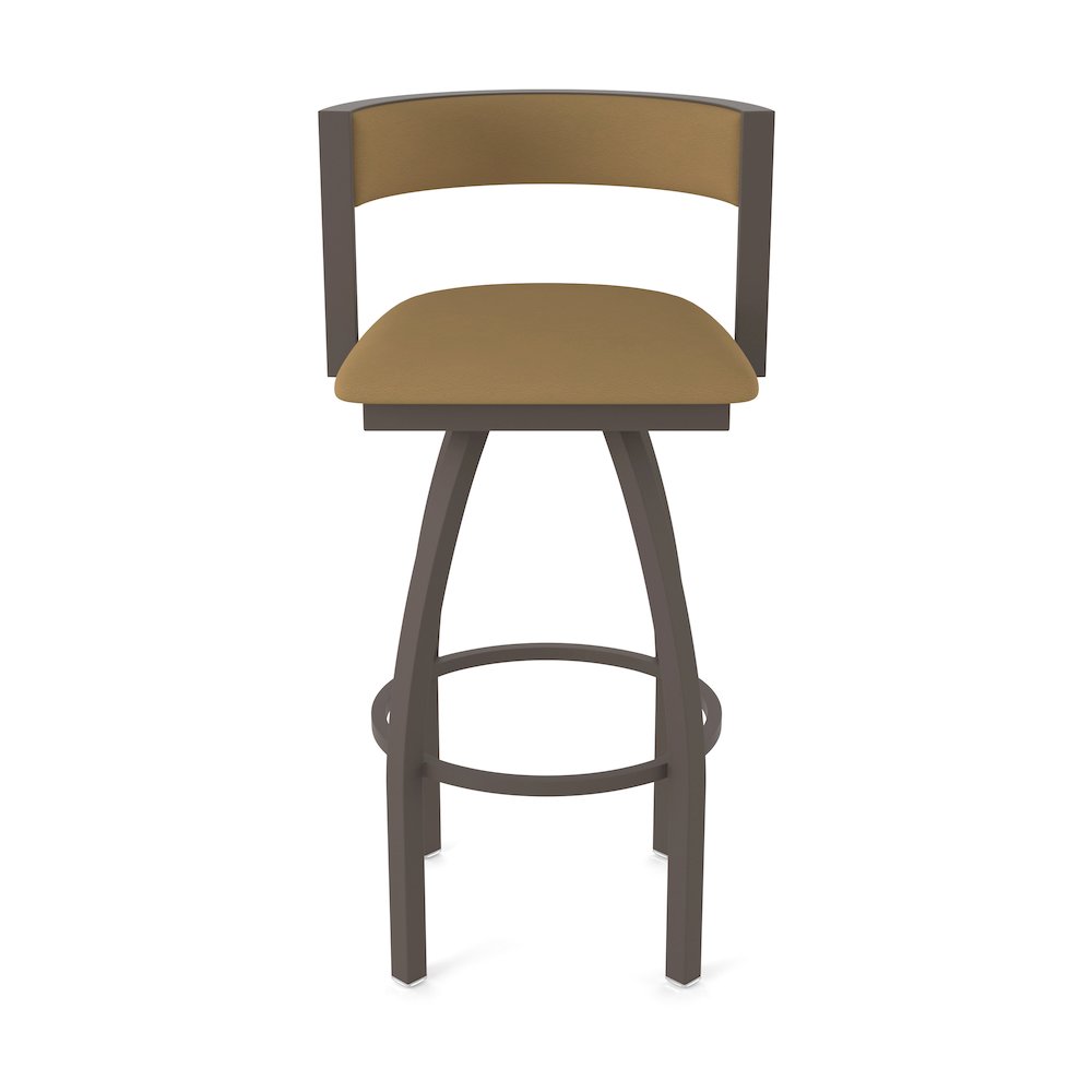 Swivel Bar Stool with Bronze Finish and Canter Saddle Seat and Back. Picture 5