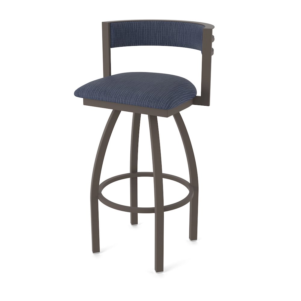 Swivel Bar Stool with Bronze Finish and Graph Anchor Seat and Back. Picture 1
