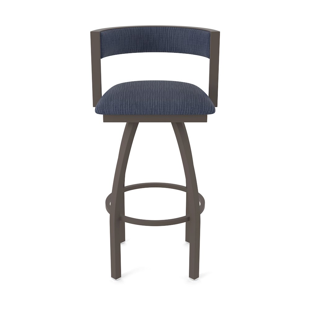 Swivel Bar Stool with Bronze Finish and Graph Anchor Seat and Back. Picture 5