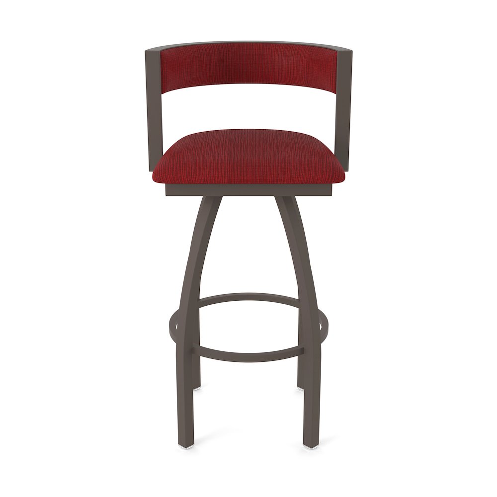 Swivel Bar Stool with Bronze Finish and Graph Ruby Seat and Back. Picture 5