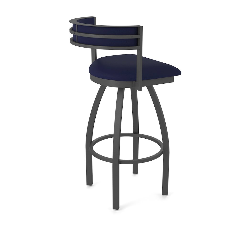 Swivel Bar Stool with Pewter Finish and Canter Twilight Seat and Back. Picture 2