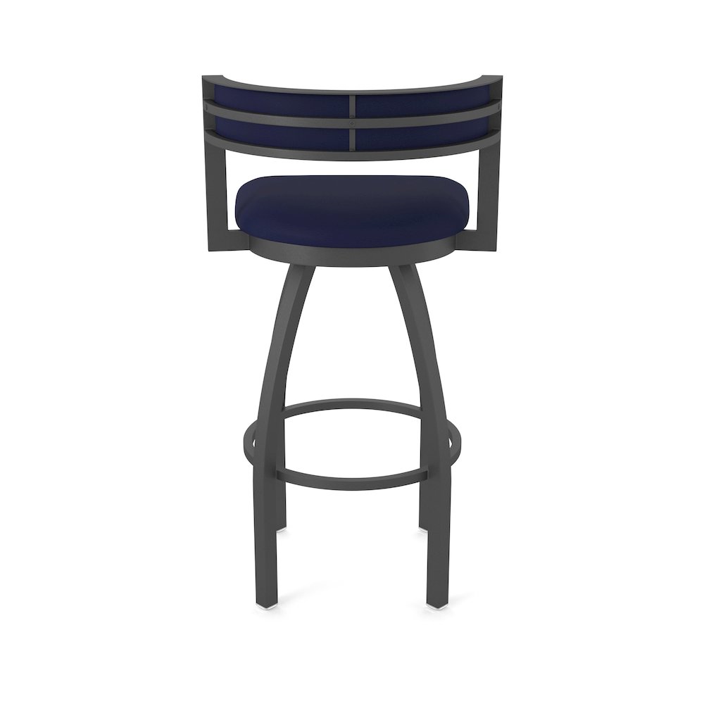 Swivel Bar Stool with Pewter Finish and Canter Twilight Seat and Back. Picture 6
