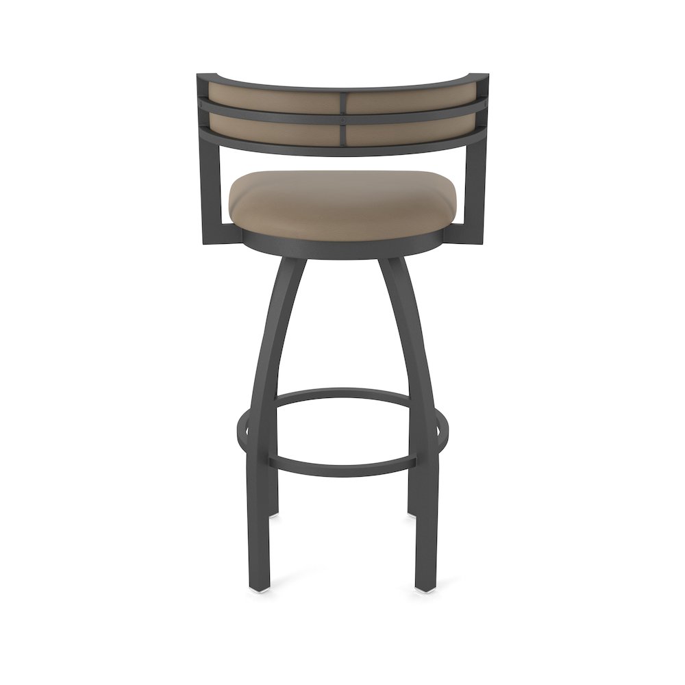 Swivel Bar Stool with Pewter Finish and Canter Earth Seat and Back. Picture 6