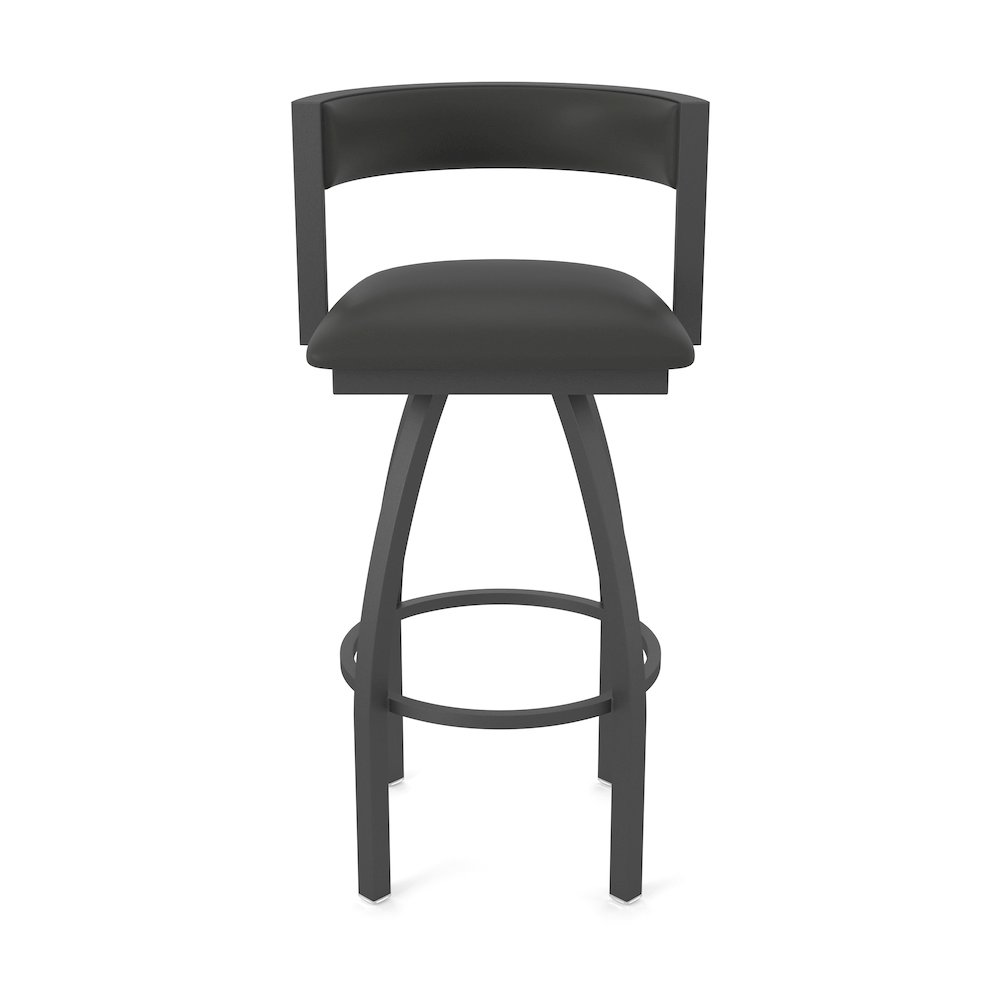 Swivel Bar Stool with Pewter Finish and Canter Iron Seat and Back. Picture 5