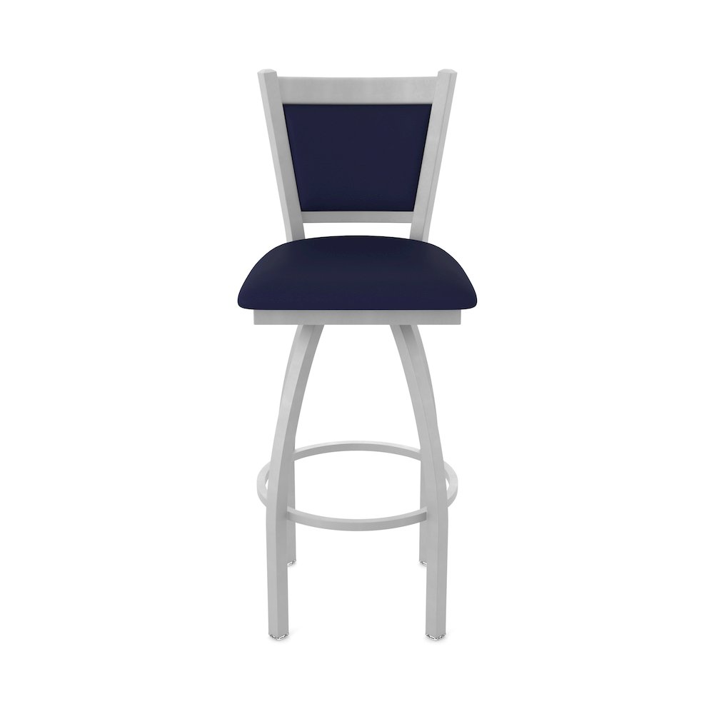 Swivel Bar Stool with Anodized Nickel Finish and Canter Twilight Seat and Back. Picture 5