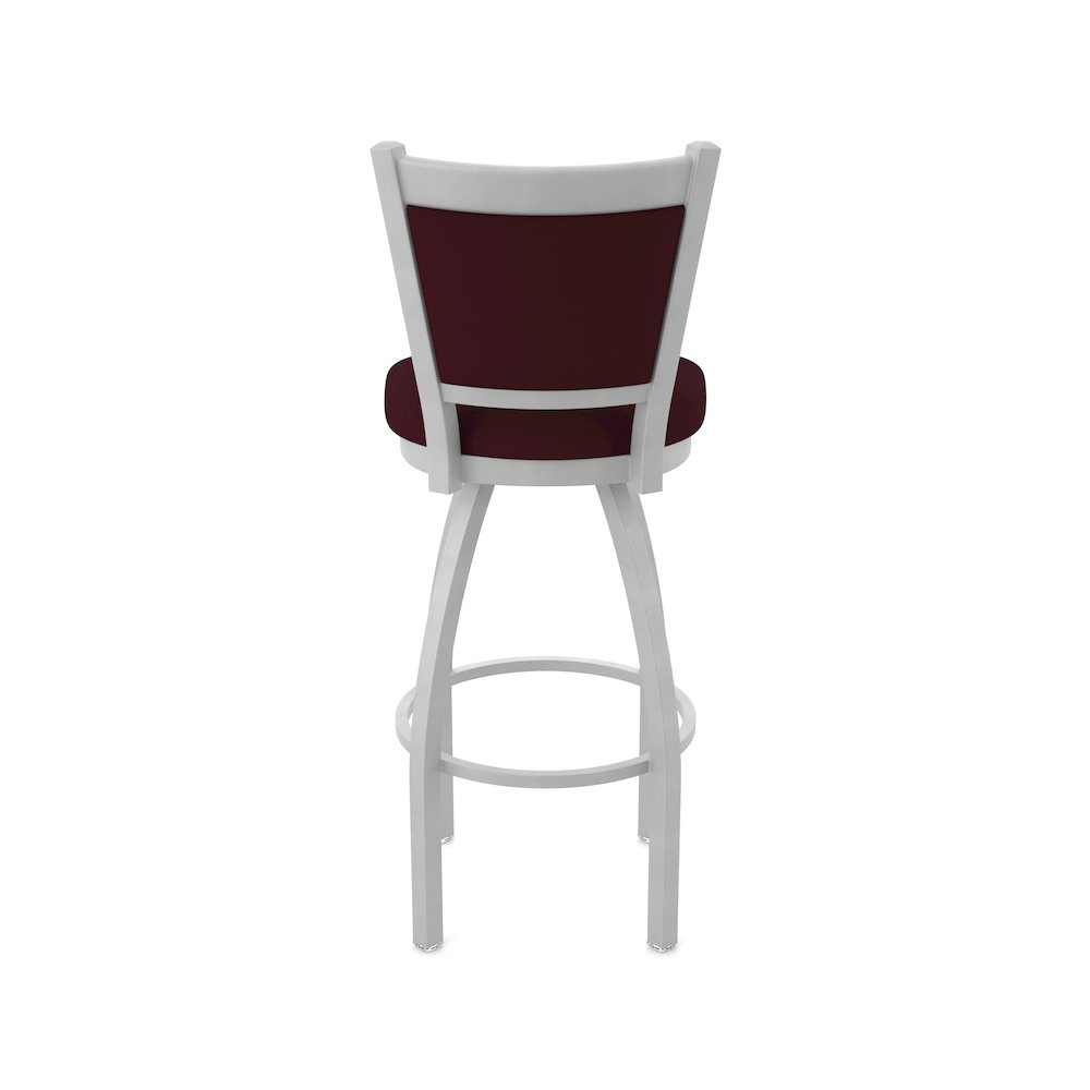 Swivel Bar Stool with Anodized Nickel Finish and Canter Bordeaux Seat and Back. Picture 6