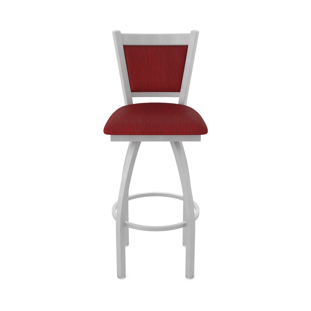 Swivel Bar Stool with Anodized Nickel Finish and Graph Ruby Seat and Back. Picture 5