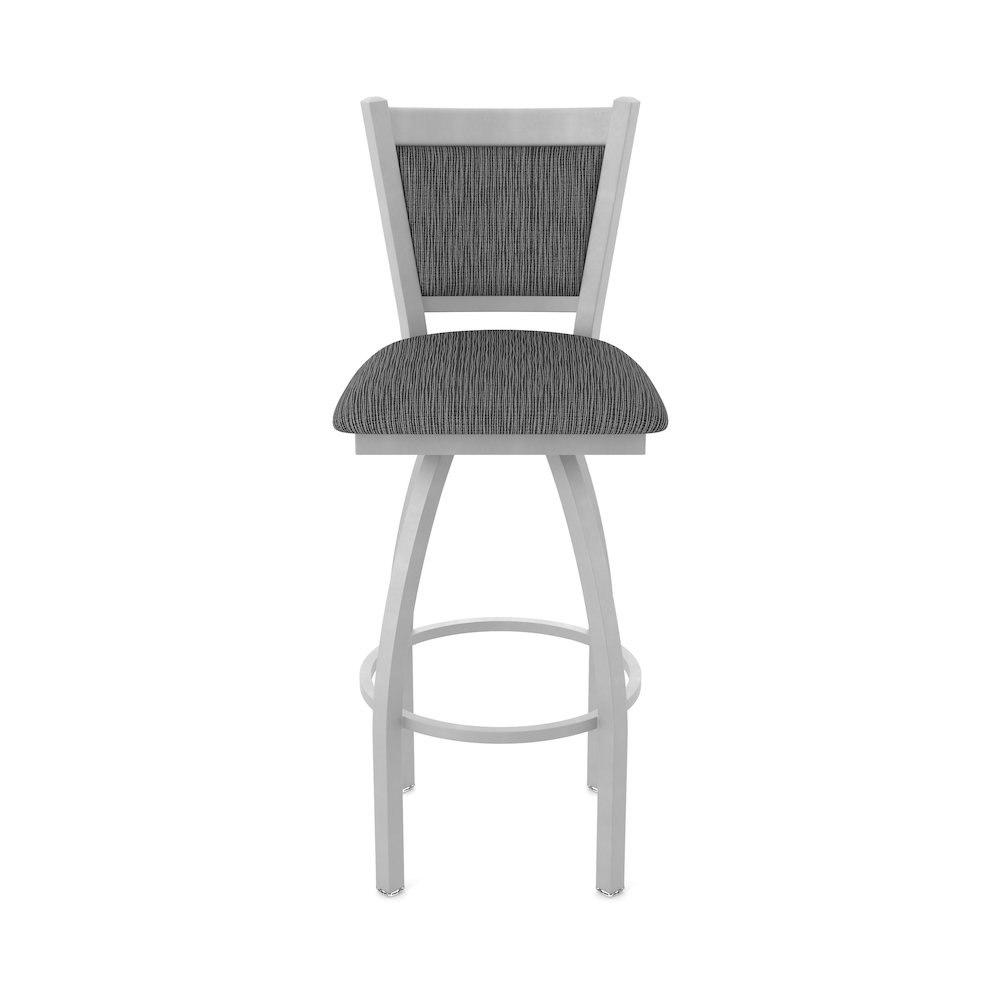 Swivel Bar Stool with Anodized Nickel Finish and Graph Coal Seat and Back. Picture 5