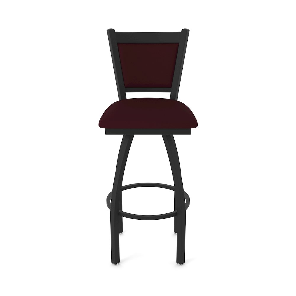 Swivel Bar Stool with Black Wrinkle Finish and Canter Bordeaux Seat and Back. Picture 5