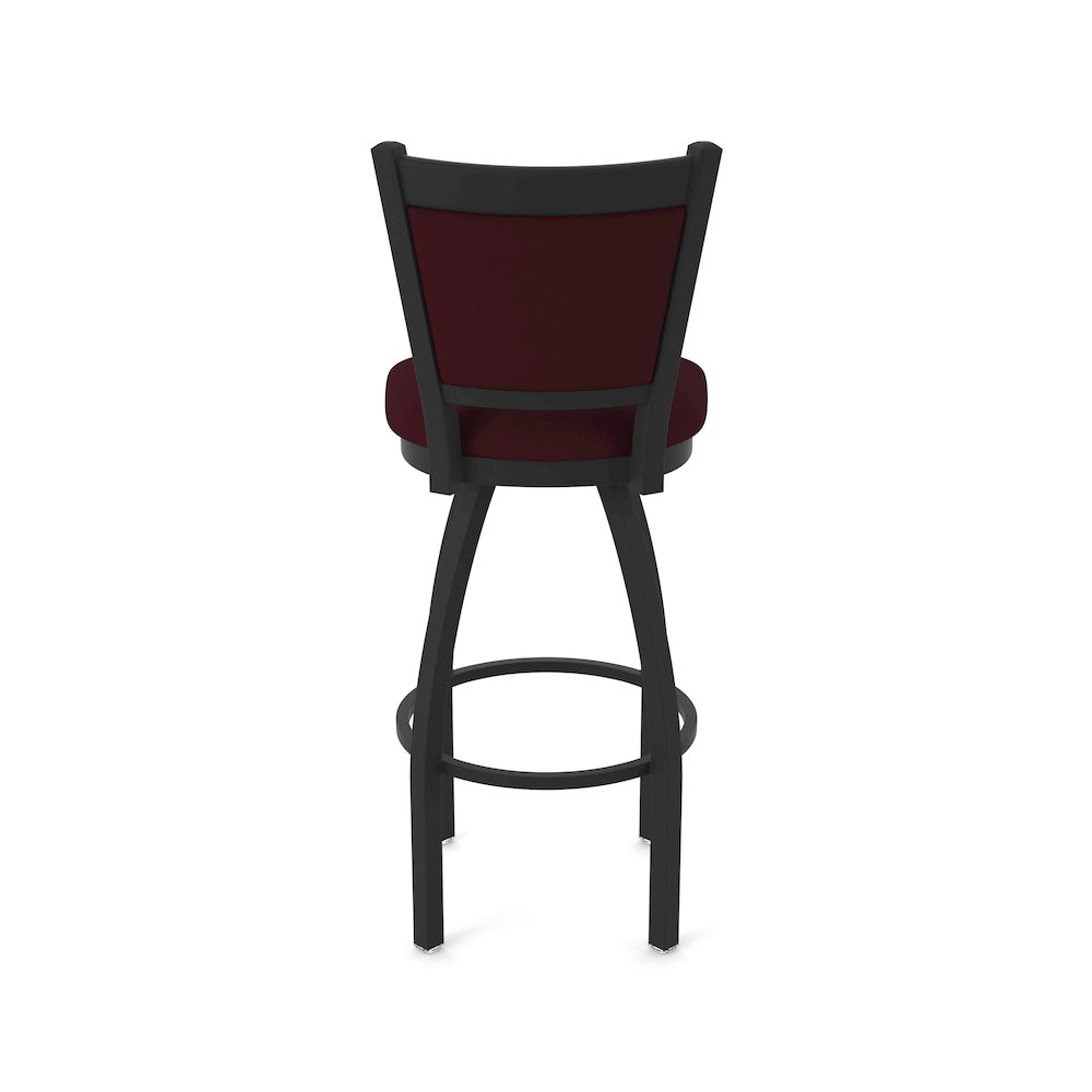 Swivel Bar Stool with Black Wrinkle Finish and Canter Bordeaux Seat and Back. Picture 6