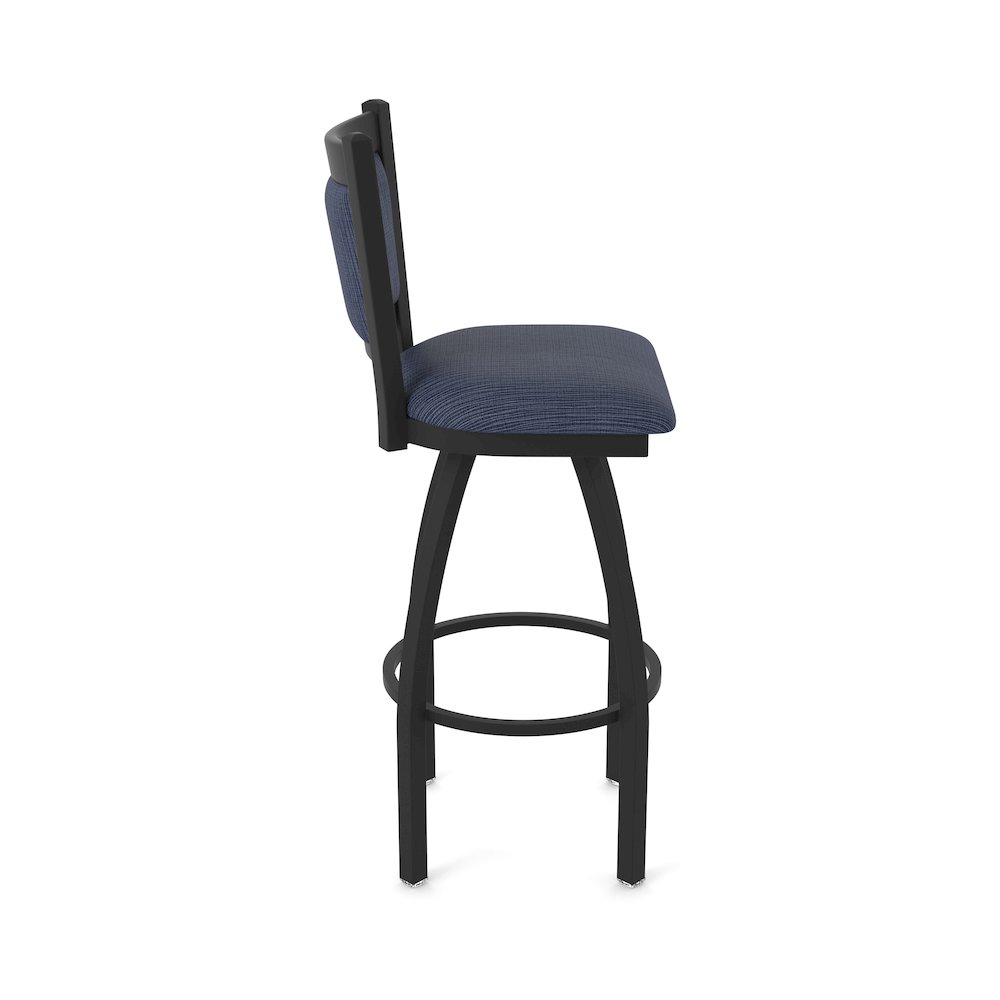Swivel Bar Stool with Black Wrinkle Finish and Graph Anchor Seat and Back. Picture 4