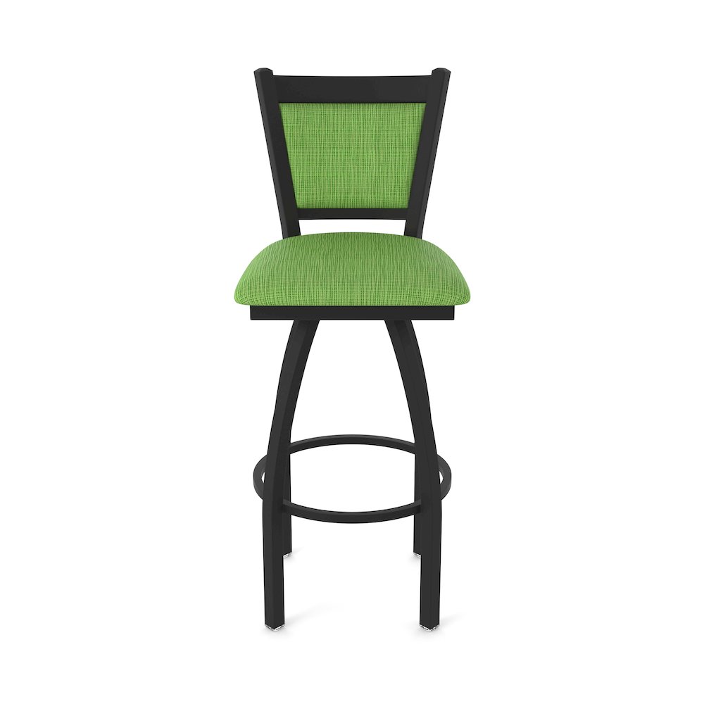 Swivel Bar Stool with Black Wrinkle Finish and Graph Parrot Seat and Back. Picture 5