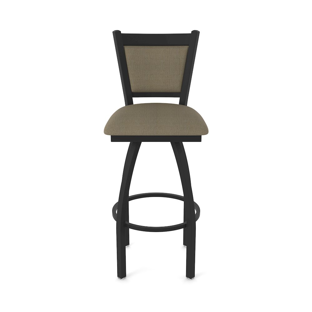 Swivel Bar Stool with Black Wrinkle Finish and Graph Cork Seat and Back. Picture 5
